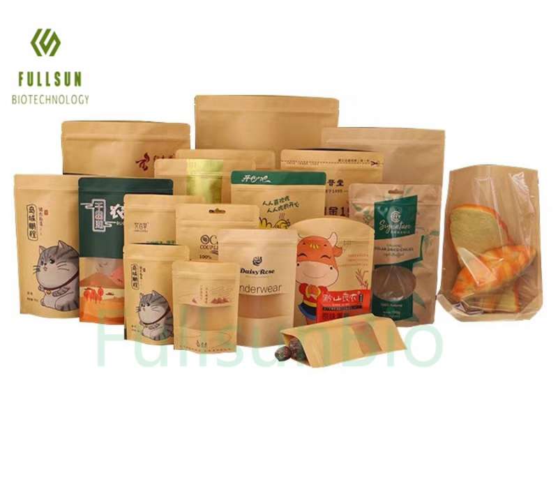 Coffee Tea Candy Snack Window Biodegradable Paper Kraft Bag
